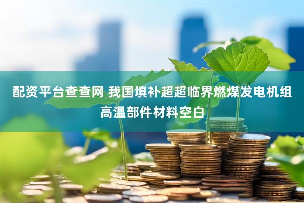 配资平台查查网 我国填补超超临界燃煤发电机组高温部件材料空白